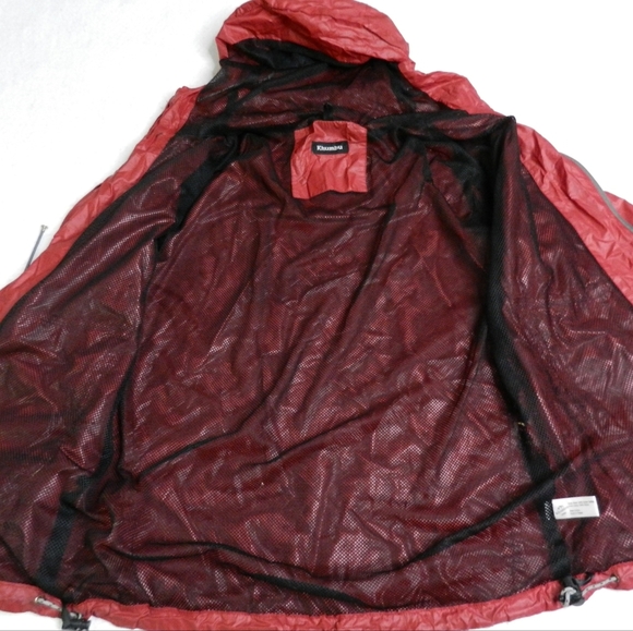 VINTAGE Khumbu ASAR Jacket Mens Size Large Red Mesh Lined Windbreaker Hooded - Picture 8 of 14